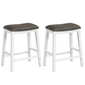 26 Inch Counter Height Bar Stool Set of 2 with Upholstered Seat (Color: Gray)